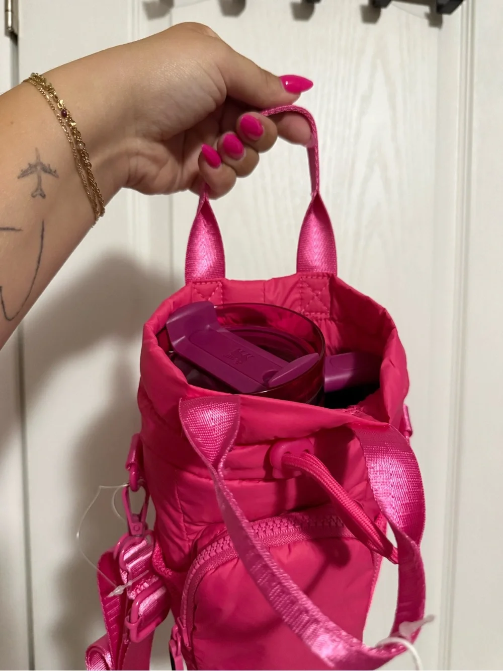 WILDFOX Hot Pink Nylon Drawstring Crossbody Bag for your Stanley’s!